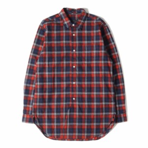 SOPHNET ソフネット シャツ サイズ:M ロングシルエット チェック シャツ フランネル FLANNEL CHECK REGULAR COLLAR LONG SHIRT 17AW ネイ