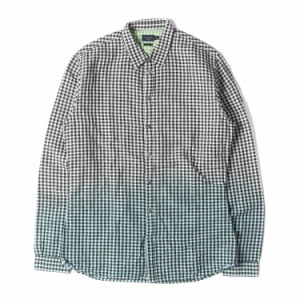 Paul Smith ポールスミス シャツ サイズ:M グラデーション ギンガムチェック リネン コットン 長袖 シャツ SLIM FIT ブラック ホワイト 