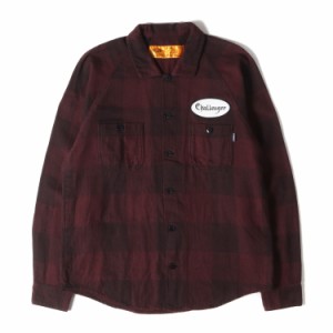 CHALLENGER チャレンジャー シャツ サイズ:S ワッペン付き バッファローチェック ネルシャツ L/S PATCH CHECK SHIRT 19AW バーガンディー