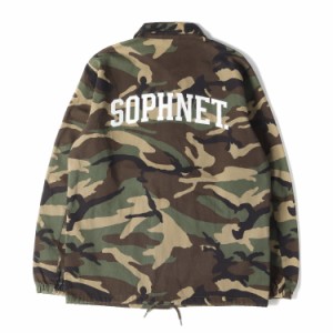 SOPHNET ソフネット ジャケット サイズ:M アーチロゴ ツイル コーチジャケット COACH BLOUSON 16AW ウッドランドカモ 迷彩 アウター ブル