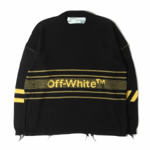 OFF-WHITE オフホワイト ニット サイズ:XL 19SS ダメージ加工 オーバーサイズ クルーネック コットン ニット セーター COTTON OW SWEATER