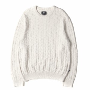 STUSSY ステューシー ニット サイズ:M 22AW Sロゴ 総柄 コットン ニット セーター Strand Sweater オフホワイト 白 トップス カジュアル 