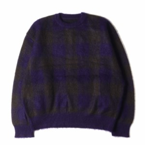 stein シュタイン ニット サイズ:M 23SS ビッグチェック モヘヤ ニット セーター COLOR COMBINATION MOHAIR LS BLOCK CHECK パープル ブ