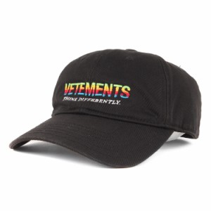 VETEMENTS ヴェトモン キャップ 21SS レインボーロゴ 6パネル キャップ Think Differently Logo Cap ブラック 黒 帽子 ブランド【メンズ