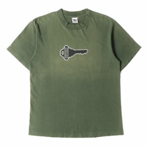 STUSSY ステューシー Tシャツ サイズ:M 90s OLD STUSSY 白タグ キー グラフィック クルーネック 半袖 Tシャツ USA製 グリーン トップス 