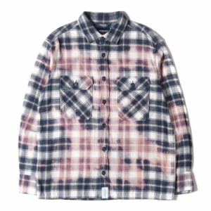 DESCENDANT ディセンダント シャツ サイズ:1 19SS ブリーチ加工 チェック フランネル 長袖 シャツ MOSS CHECK LS SHIRT ネイビー ホワイ