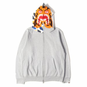 A BATHING APE ア ベイシング エイプ パーカー サイズ:L 00s 前橋限定カラー タイガー ジップ スウェット パーカー グレー トップス フー