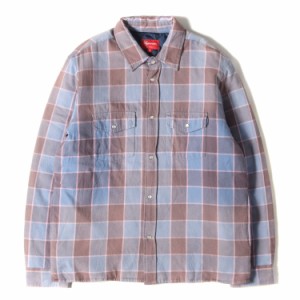 Supreme シュプリーム シャツ サイズ:M 18AW フェード加工 キルティング ライナー チェック ネル 長袖 シャツ Quilted Faded Plaid Shirt