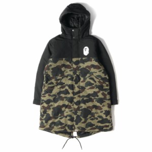 A BATHING APE ア ベイシング エイプ コート サイズ:WMNS XS 1stカモ 猿迷彩 裏地キルティング フィッシュテール モッズコート グリーン