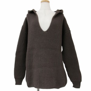 Oldderby Knitwear オールドダービーニットウェア ニット ウール セーター トップス カットソー ダークブラウン S プルオーバー フード付