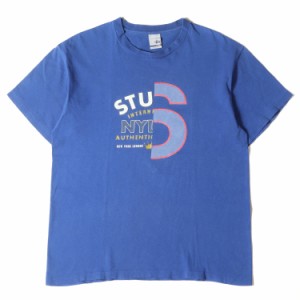STUSSY ステューシー Tシャツ サイズ:L 90s OLD STUSSY スプリットロゴ クルーネック 半袖 Tシャツ USA製 ブルー 90年代 アーカイブ トッ