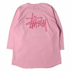 STUSSY ステューシー Tシャツ サイズ:XL オーバーダイ加工 ストックロゴ 7分袖 ラグラン Tシャツ STOCK 3/4 RAGLAN JERSEY ピンク トップ