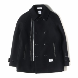 BEDWIN ベドウィン コート サイズ:3 ウール メルトン パテッド ジップ ブレスト ピーコート Pコート BACK IN BLACK ブラック 黒 日本製 