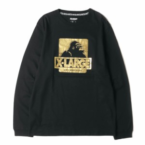 X-LARGE エクストララージ Tシャツ サイズ:M ホイルプリント ゴリラロゴ ロングスリーブTシャツ ブラック 黒 トップス カットソー 長袖T