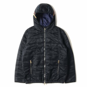 Paul Smith ポールスミス ジャケット サイズ:XL 22AW ストライプ ポイント フード ダウンジャケット 223175 612XB ダブルジップ パテッド