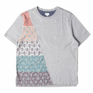 Paul Smith ポールスミス Tシャツ サイズ:XL ペイズリー バンダナ パッチワーク 切替 153239 934N クルーネック グレー マルチカラー ト