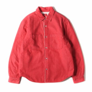 Supreme シュプリーム シャツ サイズ:M 18AW バックロゴ 裏ボア デニムシャツ Sherpa Lined Denim Shirt レッド トップス カジュアルシャ