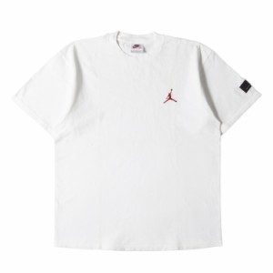 NIKE / vintage ナイキ ヴィンテージ Tシャツ サイズ:M 90s JORDAN ジャンプマン刺繍 ヘビー クルーネック 半袖Tシャツ USA製 ホワイト白