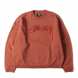 STUSSY ステューシー スウェット サイズ:M 22AW ウォッシュ加工 ストックロゴ クルーネック スウェットシャツ ブリック トップス トレー