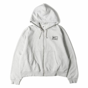 STUSSY ステューシー パーカー サイズ:L 22SS NIKE コラボロゴ刺繍 フルジップ ヘビー スウェットパーカー Full Zip Hoodie グレー トッ