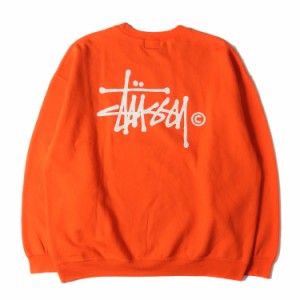 STUSSY ステューシー スウェット サイズ:S ストックロゴ クルーネック スウェットシャツ オレンジ トップス トレーナー 長袖【メンズ】【