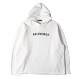 BALENCIAGA バレンシアガ パーカー サイズ:L 21AW ダメージ加工 ピクセルロゴ ビッグ サイズ ヘビーウェイト スウェットパーカー トップ