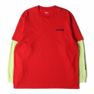 Supreme シュプリーム Tシャツ サイズ:XL 21SS 袖レイヤード ロングスリーブTシャツ Supreme Inc. Paneled L/S Top レッド イエロー トッ