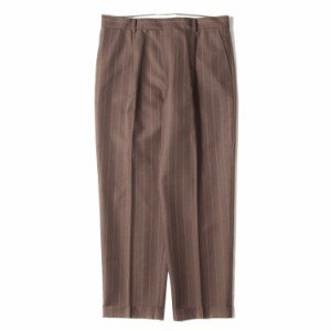 WACKO MARIA ワコマリア パンツ サイズ:XXL 22AW DORMEUIL ストライプ プリーツ スラックスパンツ STRIPED PLEATED TROUSERS ブラウン ボ