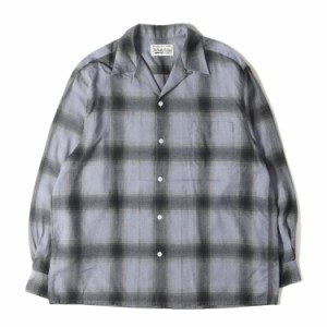 WACKO MARIA ワコマリア シャツ サイズ:XL 23SS オンブレチェック オープンカラー レーヨン 長袖シャツ OMBRAY CHECK OPEN COLLAR SHIRT 