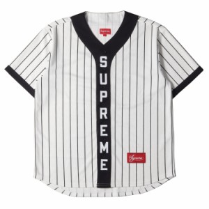 Supreme シュプリーム シャツ サイズ:S 18AW バーチカルロゴ ベースボールシャツ Vertical Logo Baseball Jersey ホワイト ブラック 白黒