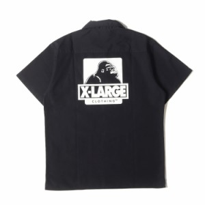 X-LARGE エクストララージ シャツ サイズ:M ゴリラロゴ 半袖 ワークシャツ ブラック 黒 トップス カジュアルシャツ【メンズ】【中古】【K