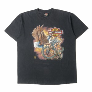 HARLEY-DAVIDSON ハーレーダビッドソン Tシャツ サイズ:XL 80s HOLOUBEK イーグル&ドラゴン グラフィック クルーネック 半袖Tシャツ USA