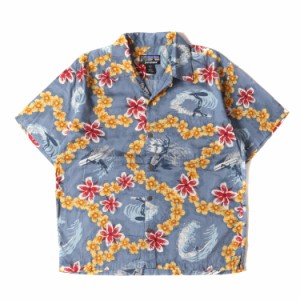 Patagonia パタゴニア パタロハシャツ サイズ:S 00s フラワー&サーフィン柄 アロハシャツ Pataloha Shirt ブルー トップス ハワイアンシ