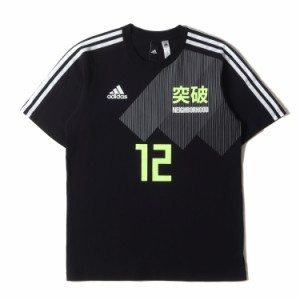 NEIGHBORHOOD ネイバーフッド Tシャツ サイズ:M 18SS adidas 勝色コレクション 突破ロゴ サッカーシャツ ゲームTシャツ ブラック 黒 コラ