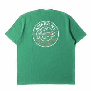 Awake NY アウェイクニューヨーク Tシャツ サイズ:M 22SS LACOSTE ピケ 鹿の子 クルーネック 半袖Tシャツ T-shirt グリーン トップス カ