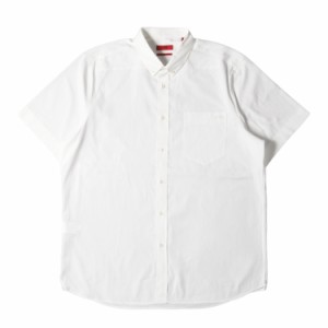 HUGO BOSS ヒューゴボス シャツ サイズ:XXL ロゴ 刺繍 ストレートフィット コットン ボタンダウン 半袖シャツ ホワイト 白 トップス カジ