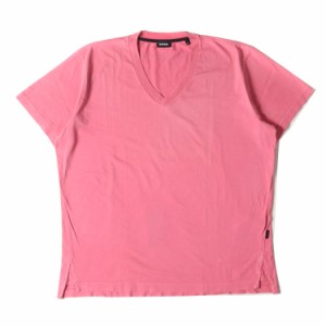 DIESEL ディーゼル Tシャツ サイズ:XL ダメージ加工 プリント Vネック 半袖Tシャツ ピンク トップス カットソー【メンズ】【中古】【美品