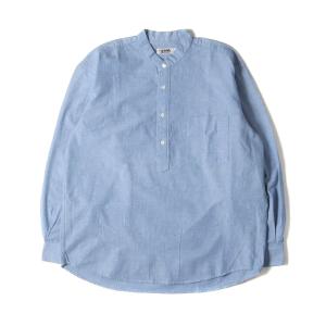 グッドイナフ【S】バンドカラー長袖シャツ　カジュアル　チェック柄　ハーフボタン グッドイナフ【S】バンドカラー長袖シャツカジュアルチェック柄