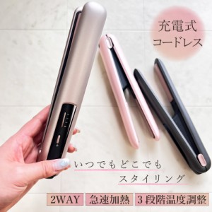 ヘアアイロン ミニ コードレス ストレート カール USB 充電式 軽量 コンパクト 収納 ケース 2way 前髪 コテ ストレートアイロン 携帯用 