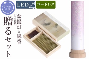 盆提灯 初盆 新盆 モダン 仏具 線香 贈る セット 月 岐阜の誉れシリーズ 白紋天 しだれ桜 3通りの使い方 神道 神棚 電池式 コードレス LE