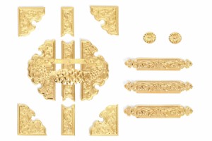 神棚 神具 錺金具 真鍮製 扉金具 一式 調度品 袖付 中神明 大神明 大々神明 に