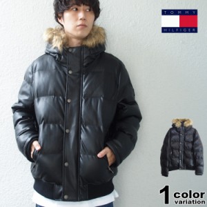 トミーヒルフィガー 中綿ジャケット PU レザー TOMMY HILFIGER FAUX LEATHER SNORKLE BOMBER JACKET ボンバージャケット メンズ 150AU263