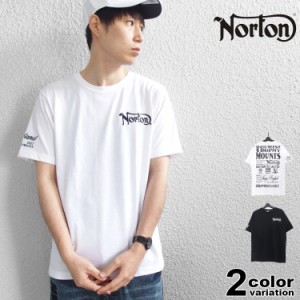 NORTON ノートン Tシャツ 半袖 DRY かすれ プリント TEE メンズ 大きいサイズ ブラック ホワイト バイカー M-2XL [212N1002] 【メール便