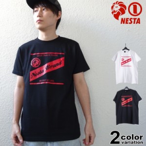 ネスタブランド NESTA BRAND Tシャツ 半袖 メンズ 222NB1049B JAPAN加工 レッド プリント Tシャツ 2XL 3XL 【メール便対応】