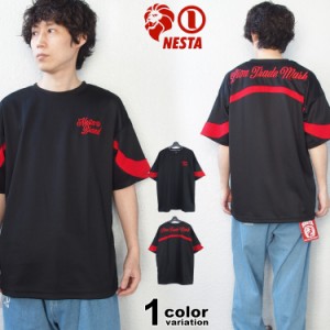 ネスタブランド Tシャツ NESTA BRAND ドライ ドロップショルダー 切替 ビッグロゴ Tシャツ  232NB1012 (nesta brand トップス ネスタ) 