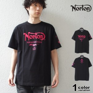 ノートン Tシャツ 半袖 NORTON サクラ メタリック Tシャツ Tシャツ メンズ 大きいサイズ ブラック バイカー M-2XL [242N1020B] 【メール