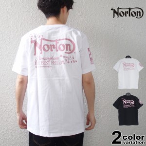 NORTON ノートン Tシャツ 半袖 サクラ シャイニー Tシャツ メンズ 大きいサイズ ブラック バイカー M-2XL [242N1029B] 【メール便対応】