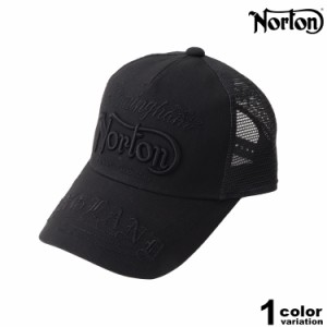 ノートン メッシュキャップ NORTON ブラック 3D 刺繍 メッシュ キャップ メンズ アメカジ バイカー 帽子 [242N8703B] 