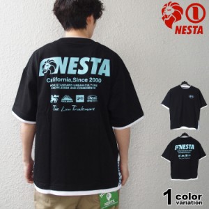 ネスタブランド NESTA BRAND Tシャツ 半袖 メンズ ドロップショルダー フェイクレイヤード ミント Tシャツ [242NB1005B] 【メール便対応