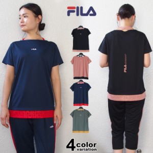 《NEWバージョン！》 FILA フィラ Tシャツ レディース フェイクレイヤード メッシュ フィットネスウェア スポーツウェア トレーニングシ